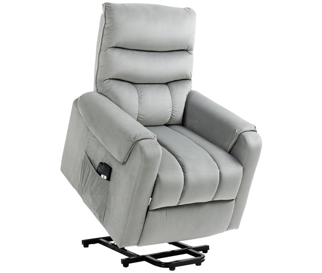 Sillón de Masaje Levantapersonas Poliéster, Espuma y Acero HOMCOM Gris