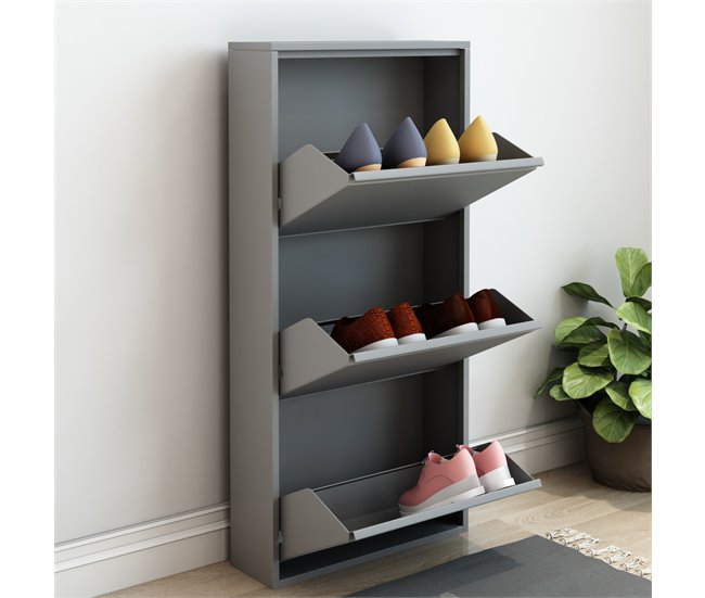 Zapatero Sokndal con 3 puertas abatibles metal 50 Blanco