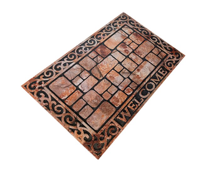 Acomoda Textil – Felpudo de Entrada, Alfombra Rectangular de Goma Naranja