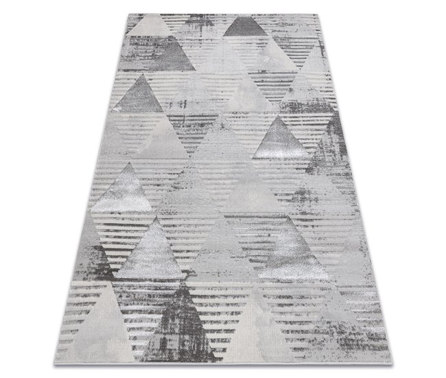 Alfombra LIRA E1627 Triángulos Geométrico estructural moderna 80x150 Gris