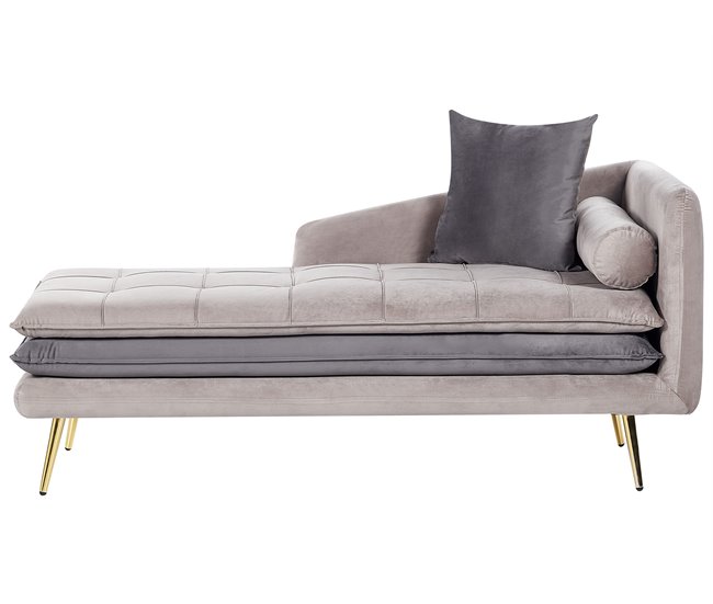 Beliani Chaise longue derecho Terciopelo GONESSE Gris