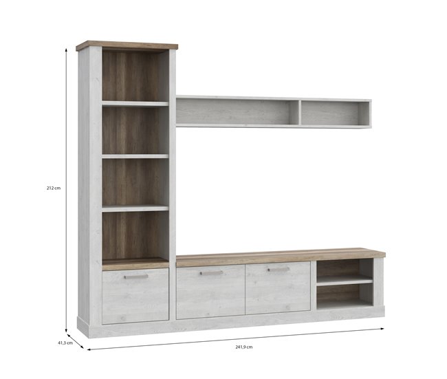 Compacto tv de 241,6cm blanco y roble VERONA Blanco/ Madera