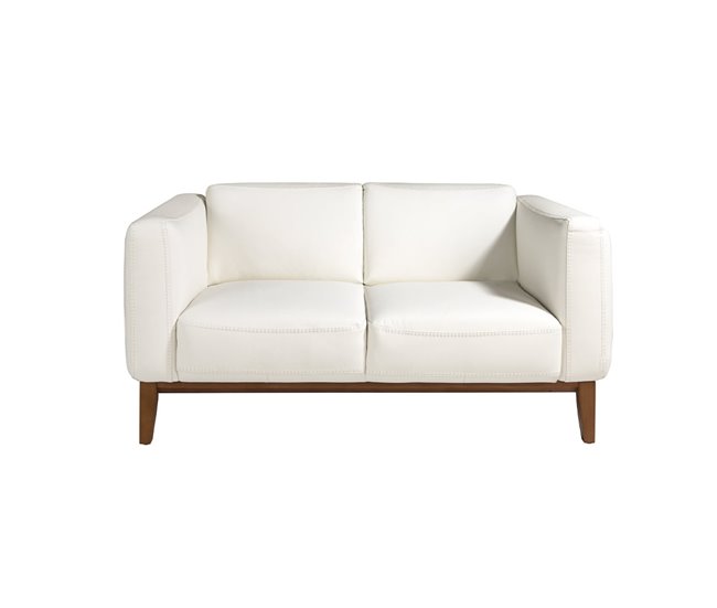 ANGEL CERDA Sofá 2 plazas tapizado en piel Nogal