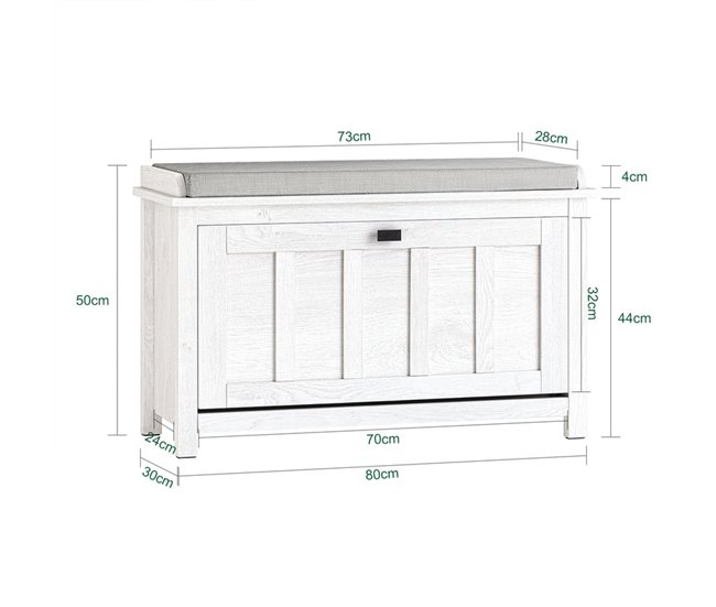 Banco Zapatero Con 1 Puertas SoBuy Blanco