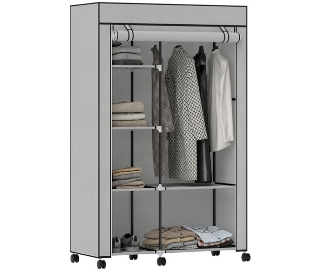 Armario de Tela Acero, Tela no Tejida HOMCOM Gris