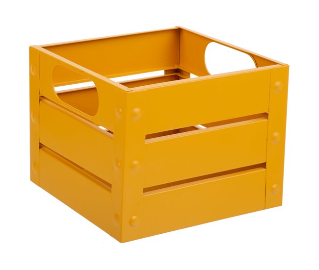 Cesto cuadrado de metal impreso Amarillo