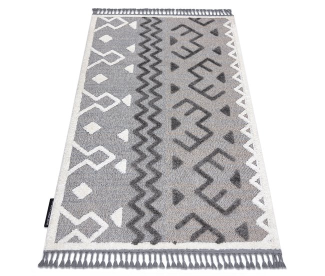 Alfombra MAROC P659 azteca Étnico Franjas Bereber marroquí 80x150 Gris