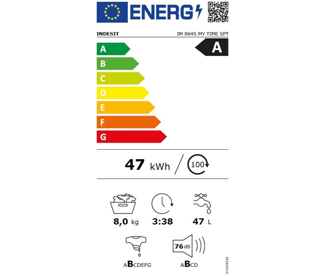 Lavadora frontal lNDESIT IM 864S MY TIME SPT 8KG 1400RPM Blanco