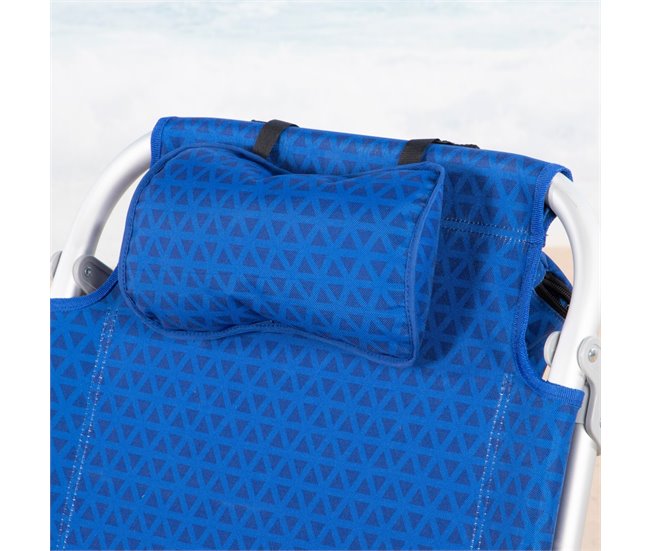 Aktive Silla de playa XXL plegable y reclinable 5 posiciones c/nevera y mochila Azul