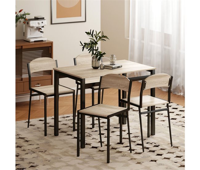 Conjunto de Comedor MDF, Metal HOMCOM, hogar - muebles de comedor Negro