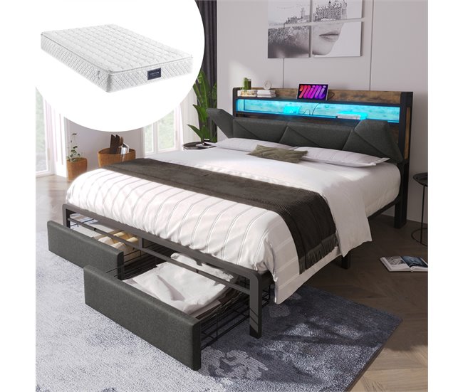 Camas de matrimonio 161x217 Gris