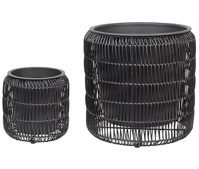 Beliani Conjunto de 2 macetas BRODIEA Negro