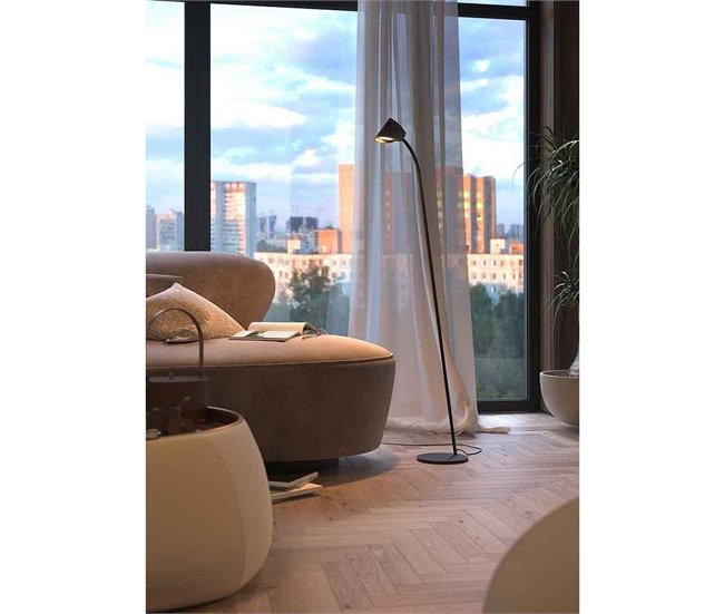 Lámpara De Pie Aluminio Serie Capuccina Negro