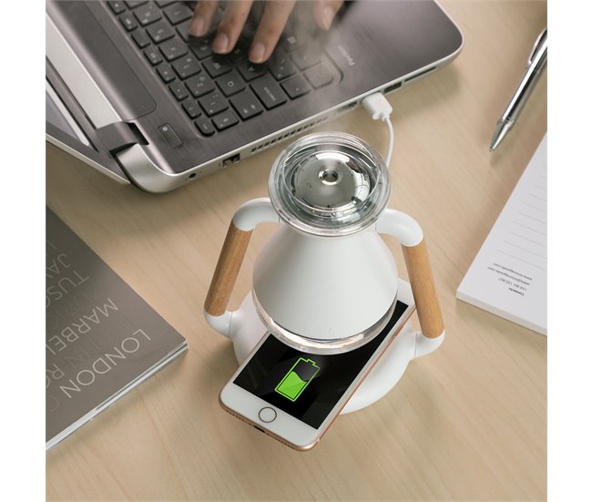 Humidificador Difusor de Aromas y Cargador Inalámbrico 3 en 1 Multicolor