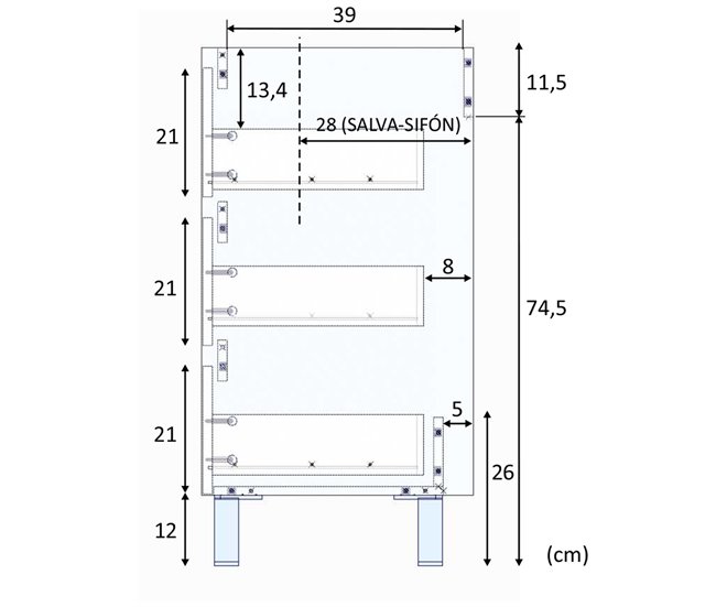 Mueble baño Devin 3 cajones espejo, sin lavabo, Alaska Madera