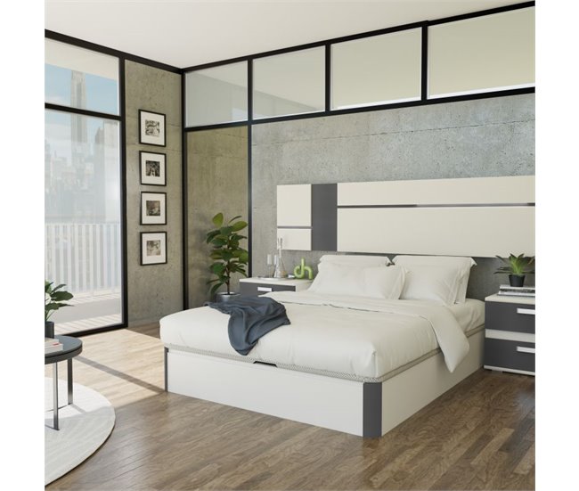 Canapé Luxury Max 3D 150x190 Blanco/ Gris