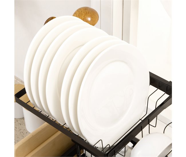 Escurridor de Platos Acero HOMCOM, hogar - cocina Negro
