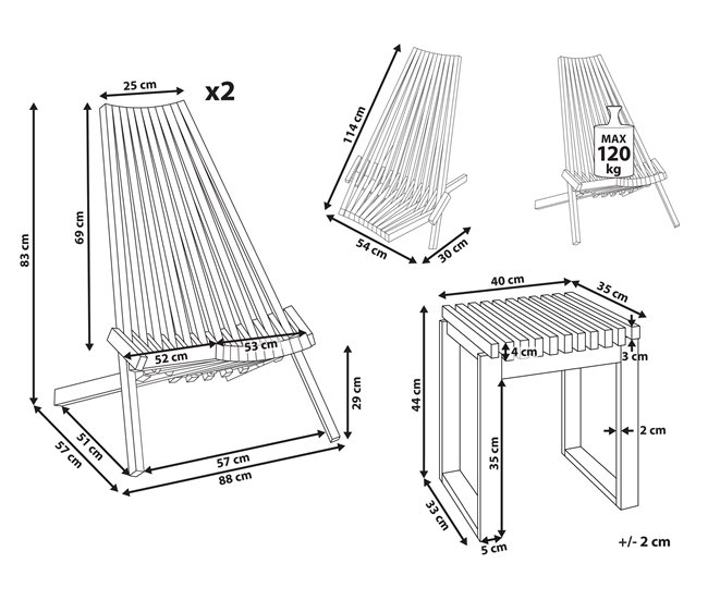 Beliani Conjunto de balcón BELLANO Madera Clara
