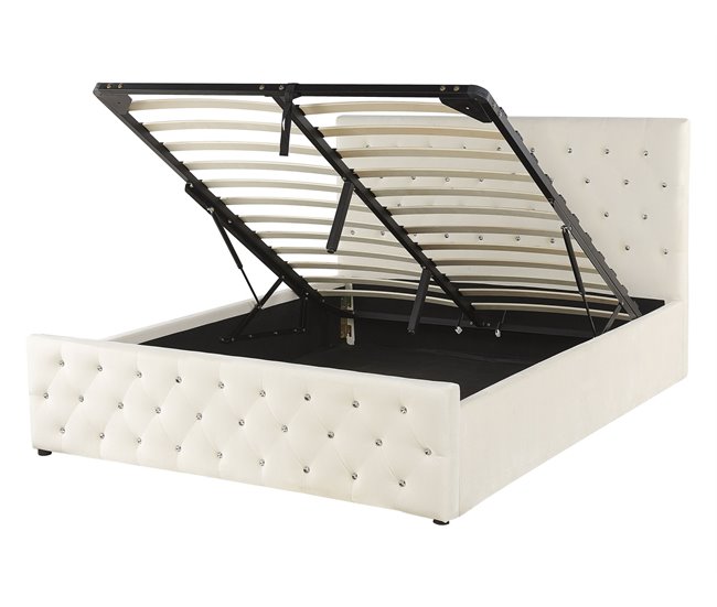 Beliani Cama con somier Terciopelo AMIENS 151x217 Beige
