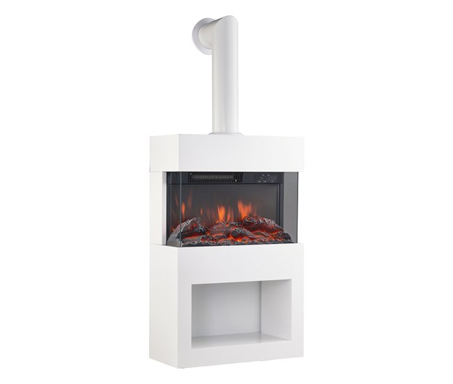 KAMINIO Eléctrica Chimenea HENRI con Tubo de Chimenea Blanco