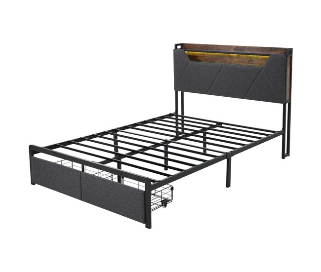 Camas de matrimonio 141x217 Gris