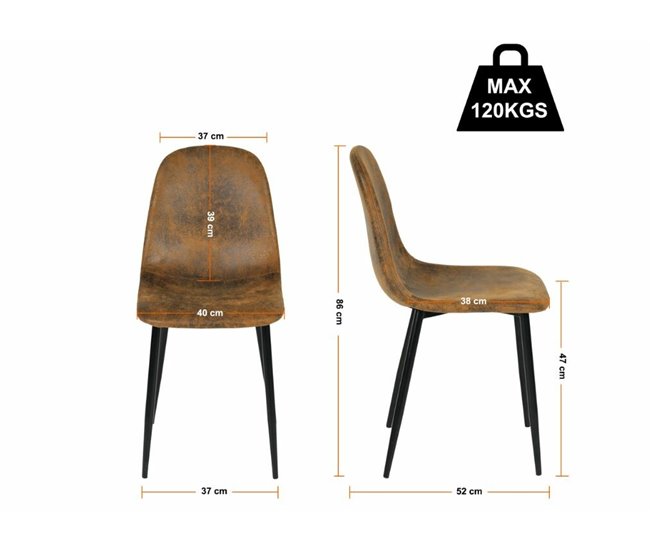 Conjunto de mesa extensible efecto mármol y 6 sillas Marron