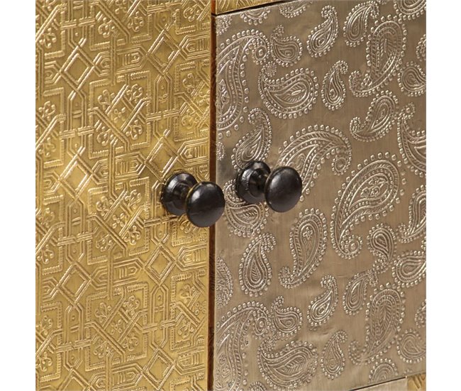 Aparador de madera maciza de acacia 80x30x75 cm con 2 puertas 4402249 Marron