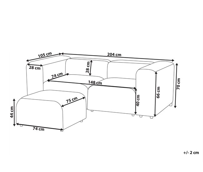 Beliani Sofá de 2 plazas Pana FALSTERBO Crema