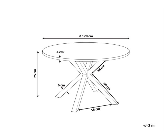 Beliani Mesa redonda MALETTO 120x120 Blanco/ Gris