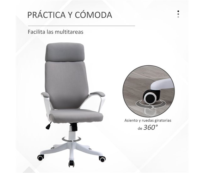 Silla de Oficina Poliéster, Espuma, Nylon, PP Vinsetto Gris