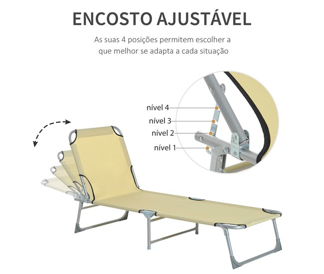 Tumbona Plegable Tela Oxford, Metal Outsunny Crudo