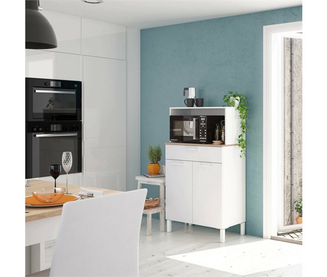Armario multiusos 2 puertas efecto madera 72 Blanco/ Madera