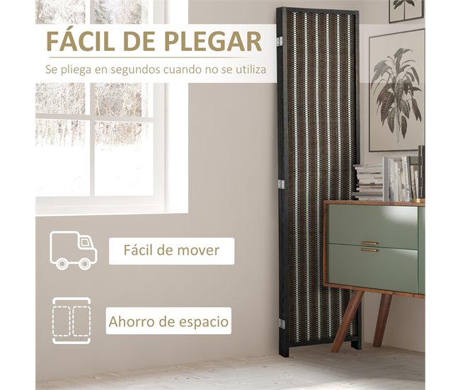 Biombo de Bambú Bambú, Madera de Pino HOMCOM, hogar - decoración Multicolor