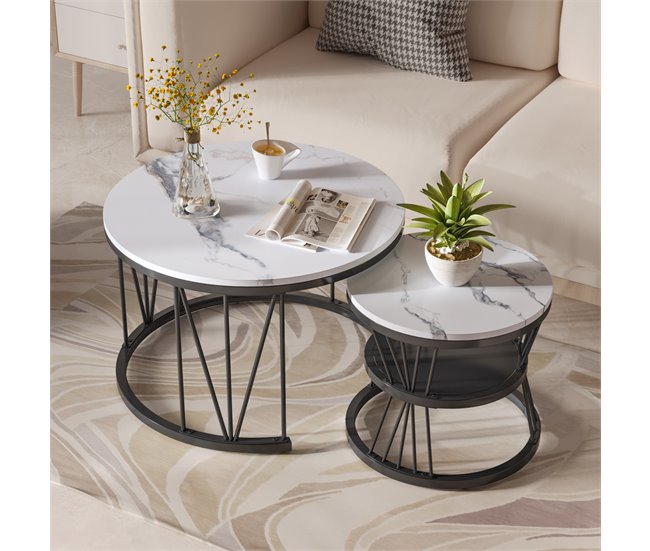 Mesa de centro, mesa auxiliar, mesa de esquina. 70x45 Blanco