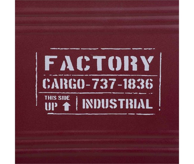 Caja de metal, tapa de madera y asas Rojo