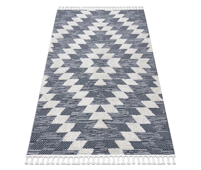 Alfombra SEVILLA Z250A diamantes Franjas Bereber marroquí 160x220 Gris Azul
