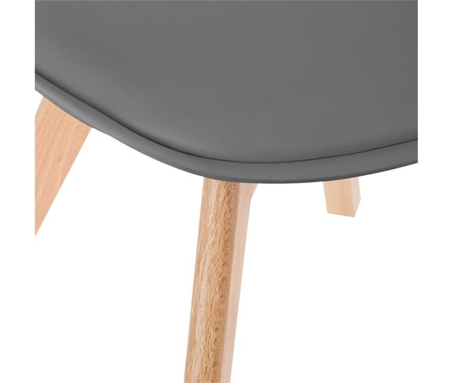 Silla de cocina BAYA plástico y patas de madera Gris
