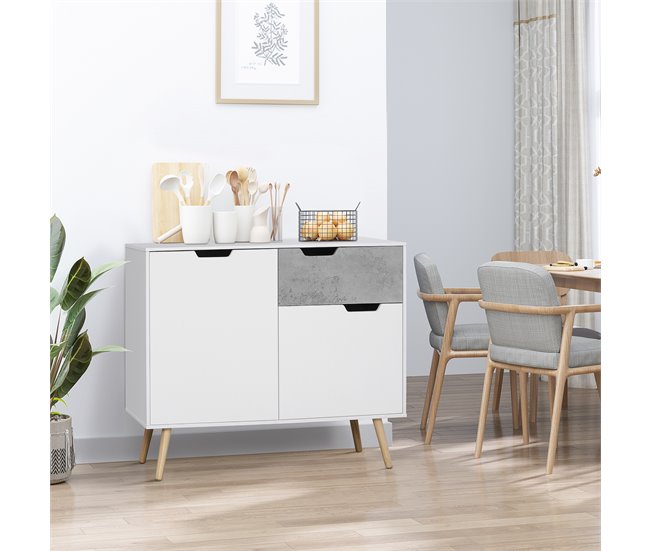 Aparador de Cocina Melamina de Madera, Pino HOMCOM 98 Gris