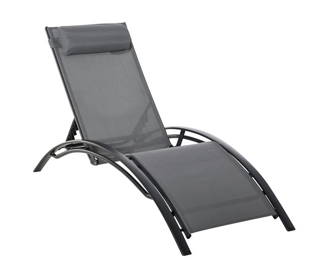 Tumbona Reclinable Aluminio, Texteline Outsunny Gris