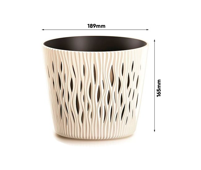 3x Maceta redonda de plastico Sandy Round Crema
