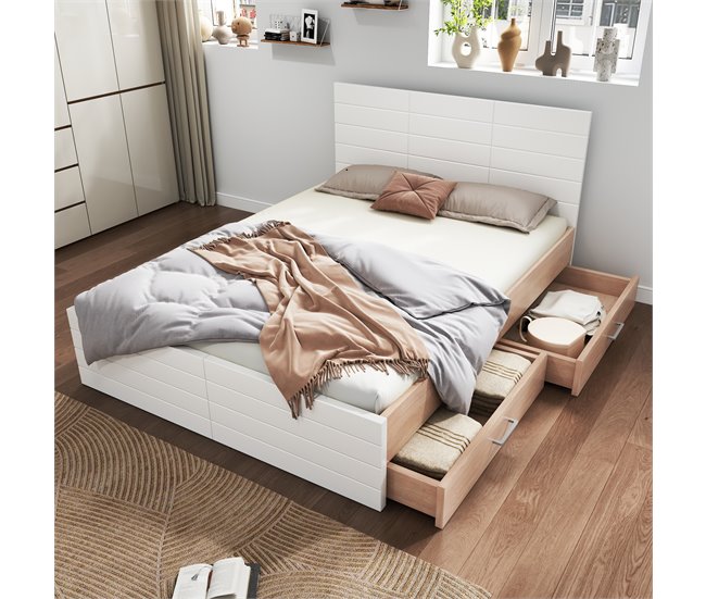 Camas de matrimonio 145x207 Blanco