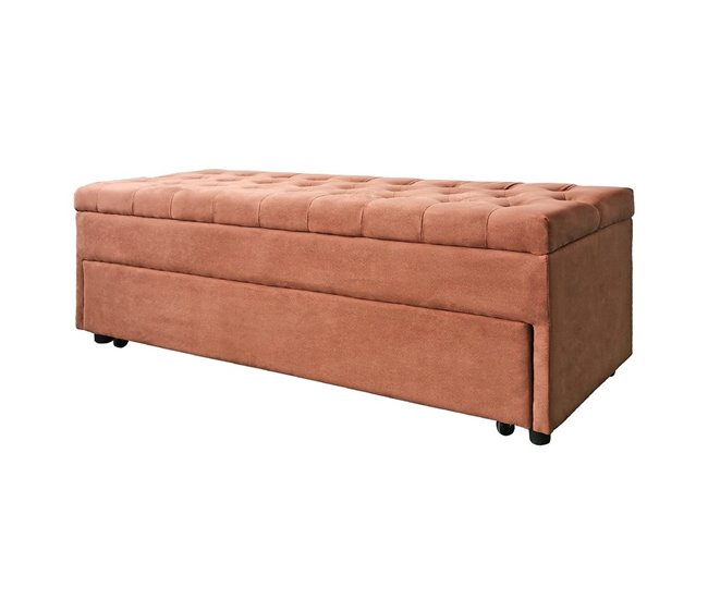 Banco puf baúl en terciopelo 140x50 Naranja
