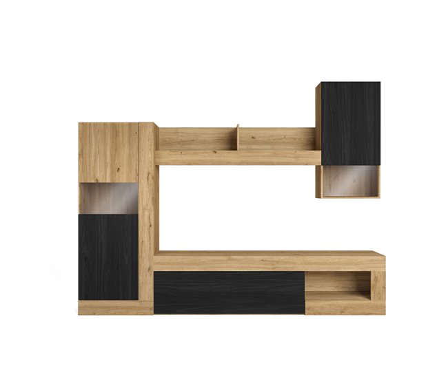 Compacto TV 265cm 3 puertas FERRARA Negro/ Madera