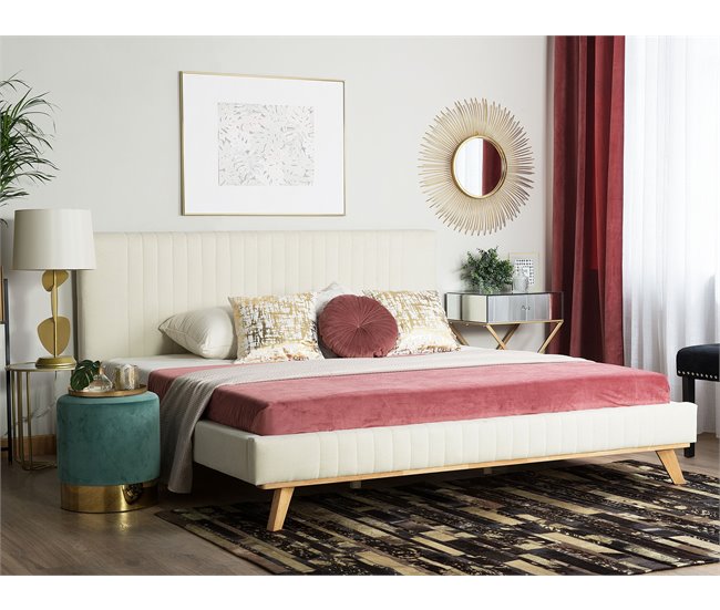 Beliani Cama con somier Chenilla TALENCE 177x218 Beige