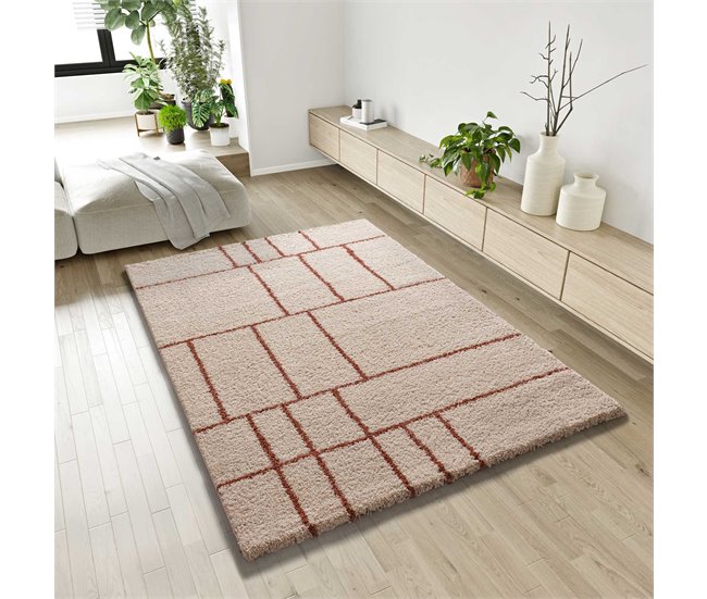 Alfombra shaggy geométrica HELIA - ATTICGO 80x150 Cobre
