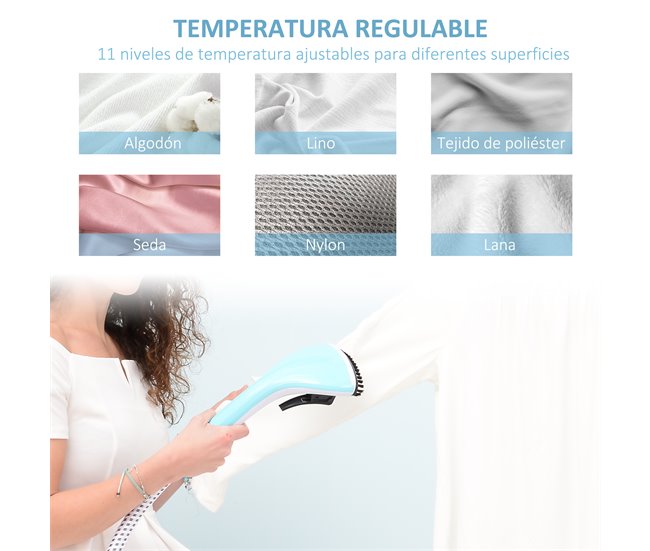 Plancha de Vapor ABS, PP HOMCOM Azul