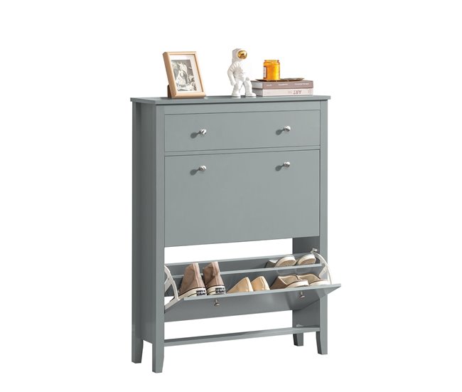 SoBuy Zapatero 2 solapas con cajón FSR89-HG Gris