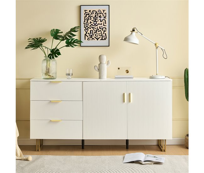 Aparador con 2 puertas y 3 cajónes Blanco