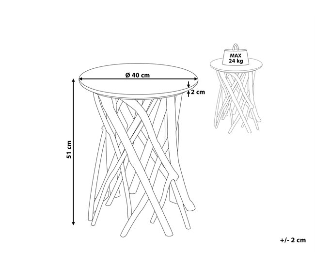 Beliani Mesa auxiliar HOUMA 36x36 Blanco