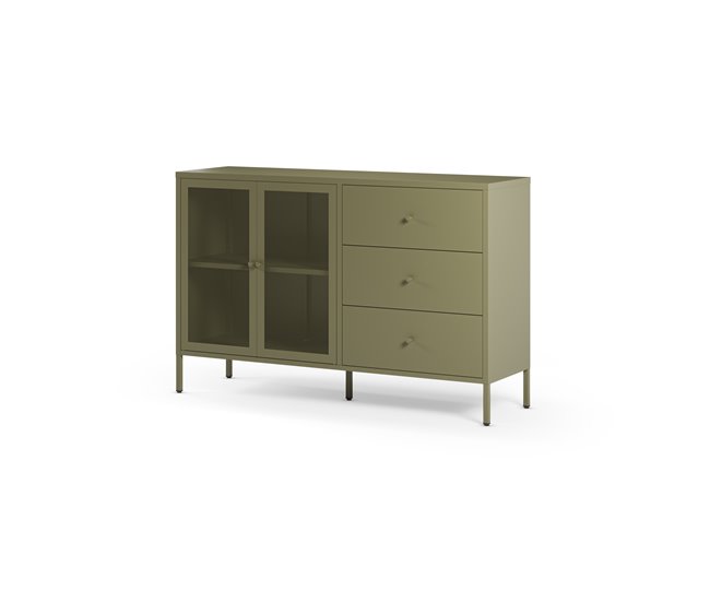 Aparador FAYNA con 2 puertas 3 cajones color verde Verde